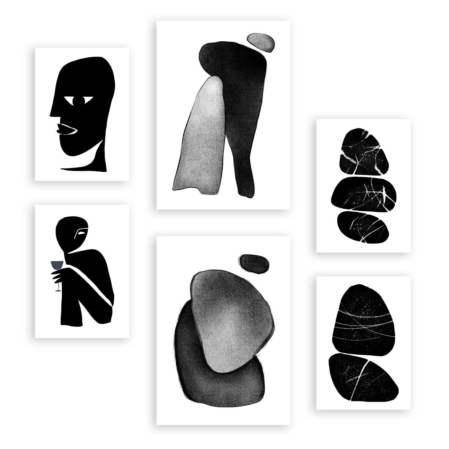 POSTER Set Mit 6 Datenlose Köpfe In Liebhaber Abstrakt Ästhetische Dekorative Gemälde Für Ihr Wohnzimmer, Schlafzimmer, Zuhause A3 & A4 Rahmenlos - Klar, Papier (29/3cm) - Nacnic