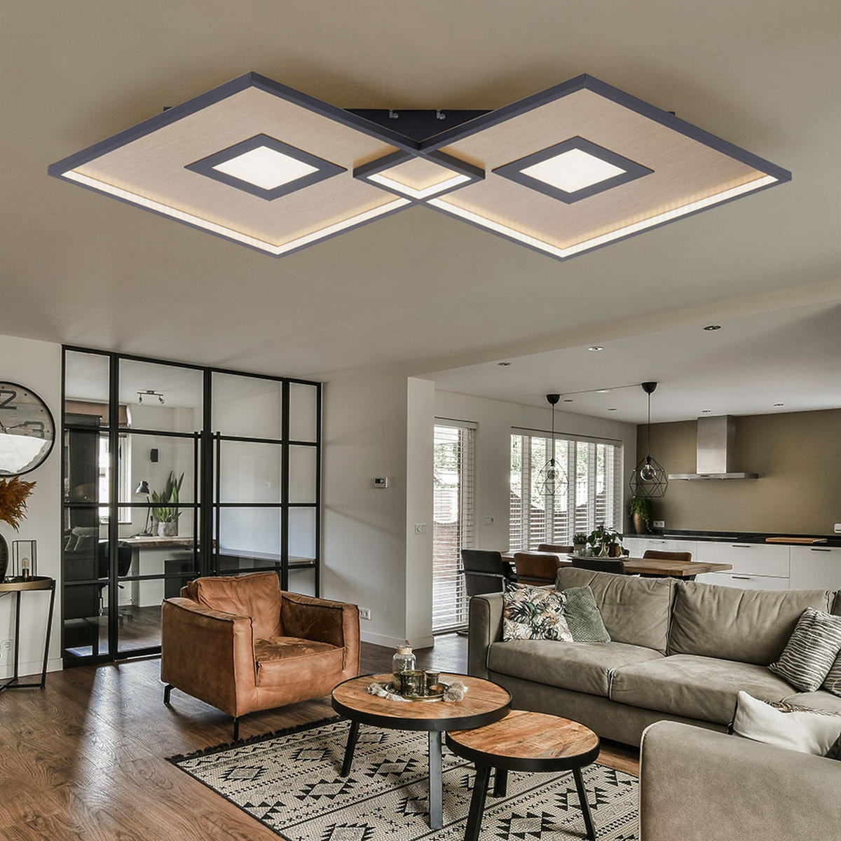 LED DECKENLEUCHTE Metall Schwarz Matt - Schwarz, Metall (96/56.6/6cm)