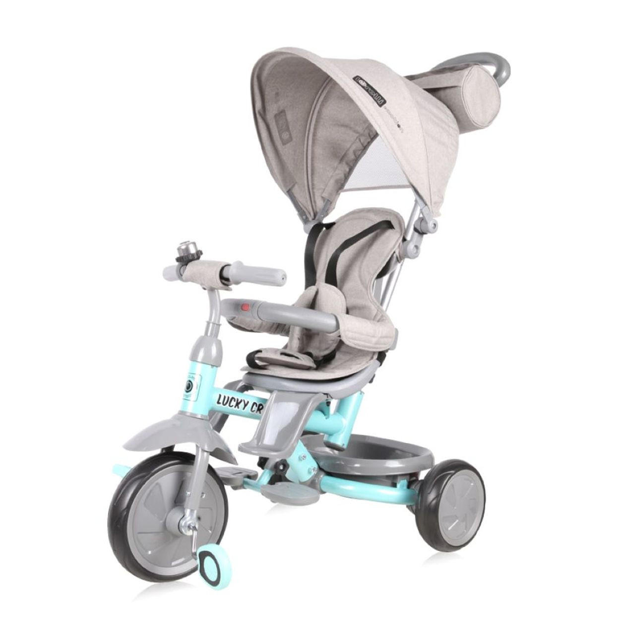 DREIRAD 4 in 1 Lucky grün Tasche Fußstütze verstellbarer Sitz Klingel - Grün, Metall (102/49/101cm) - Lorelli