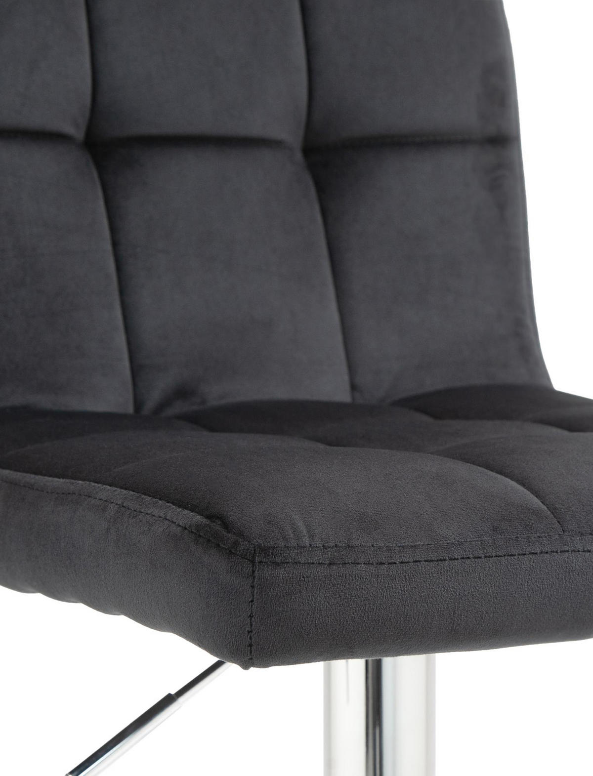 BARHOCKER Peran Samt chrom schwarz - Schwarz, Textil/Metall (46/114/47cm) - TPFLiving