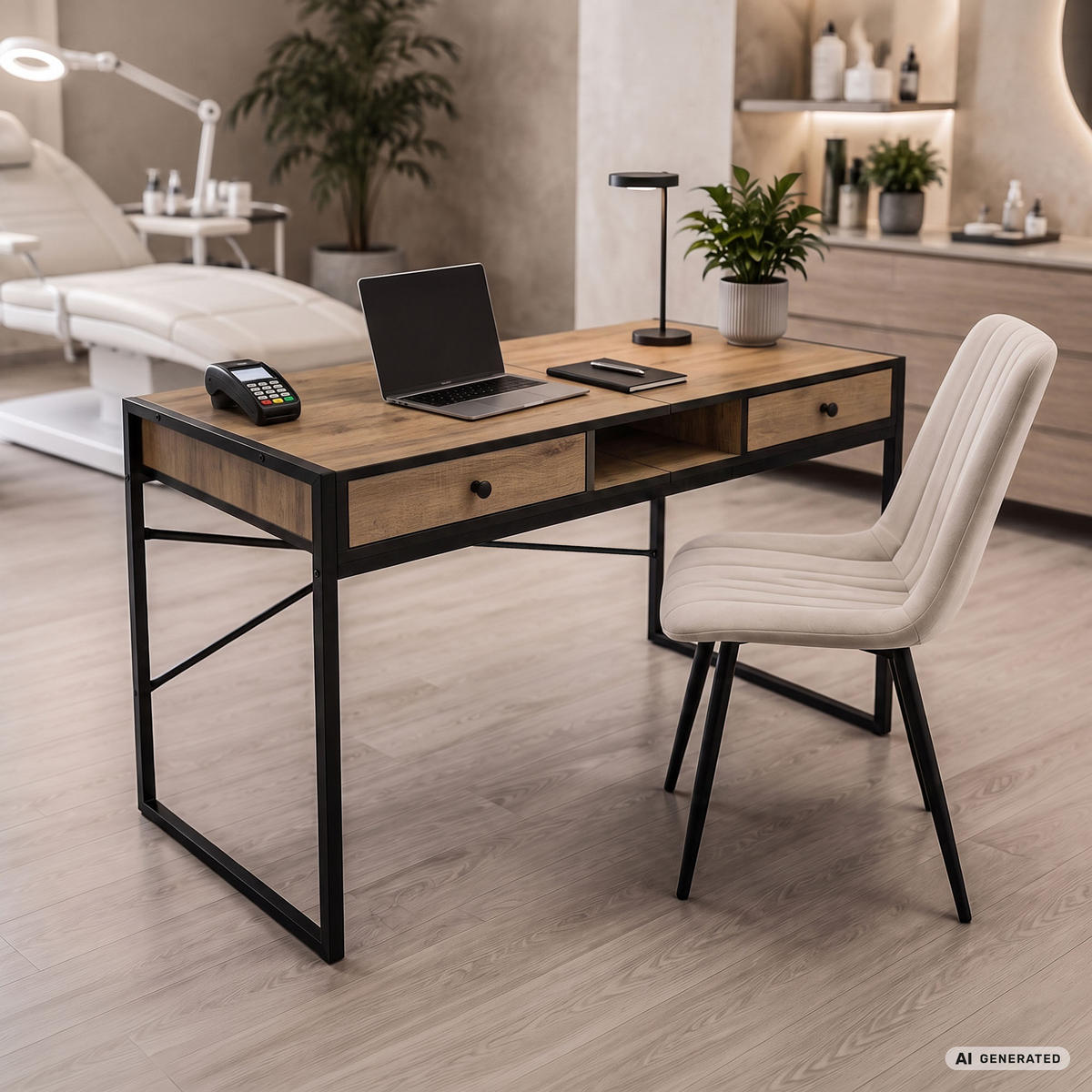 SCHREIBTISCH ELOSNIS 123 cm Craft Eiche - Eichefarben/Schwarz, Holzwerkstoff (123/48/80.5cm) - Akord
