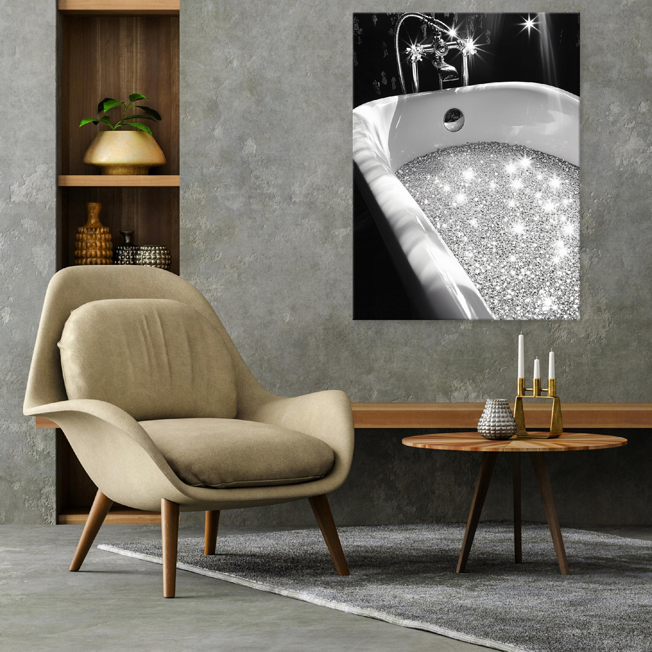 BILDER Abstrakt Schwrz weiß Modern Badezimmer 60x40 - Schwarz, Holzwerkstoff (40/60cm) - Wallarena
