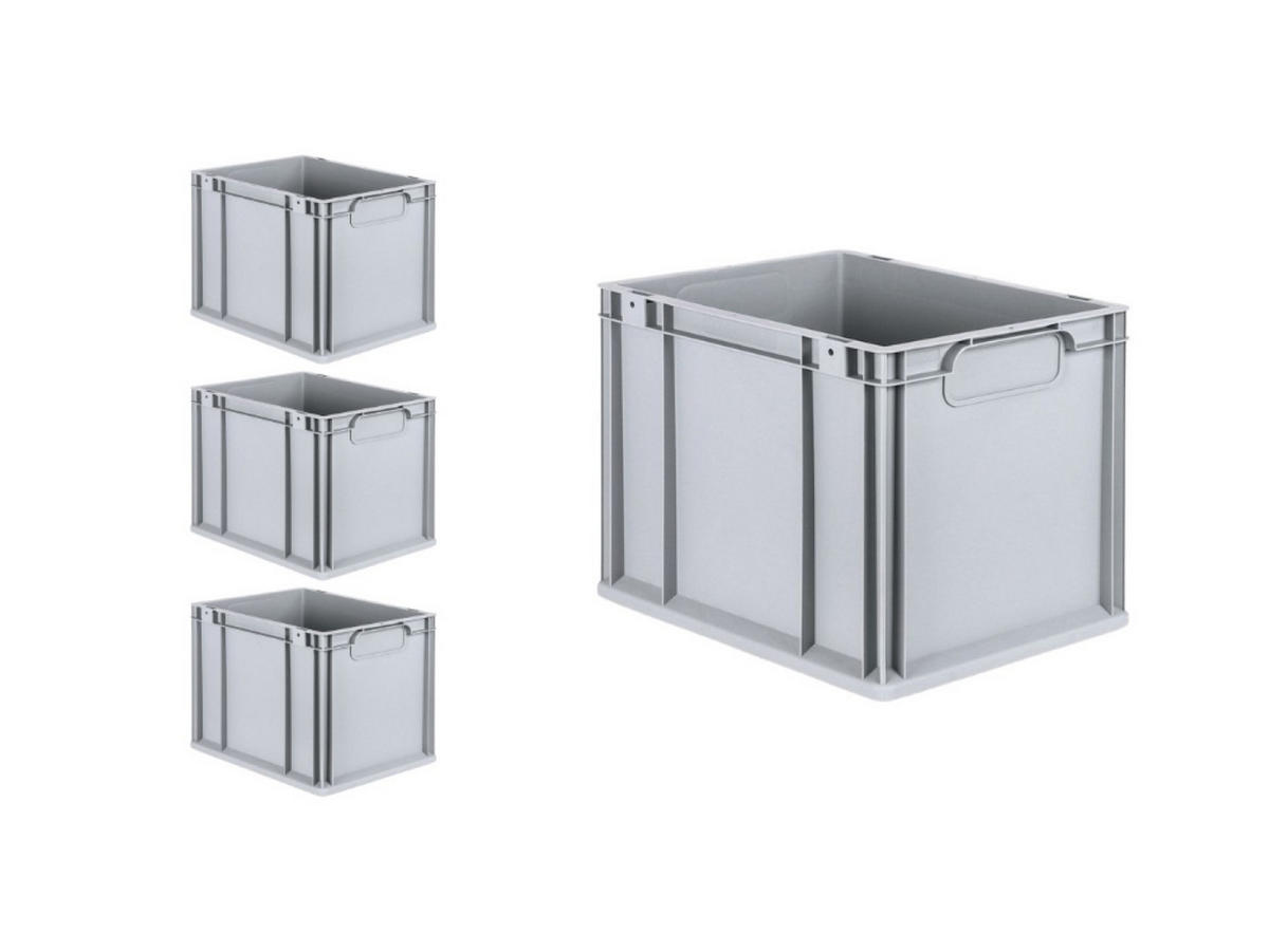 EUROBOX 4x Nextgen Economy Griffe Geschlossen 32x30x40cm 30 Liter - Grau, Kunststoff (30/32/40cm) - PROREGAL
