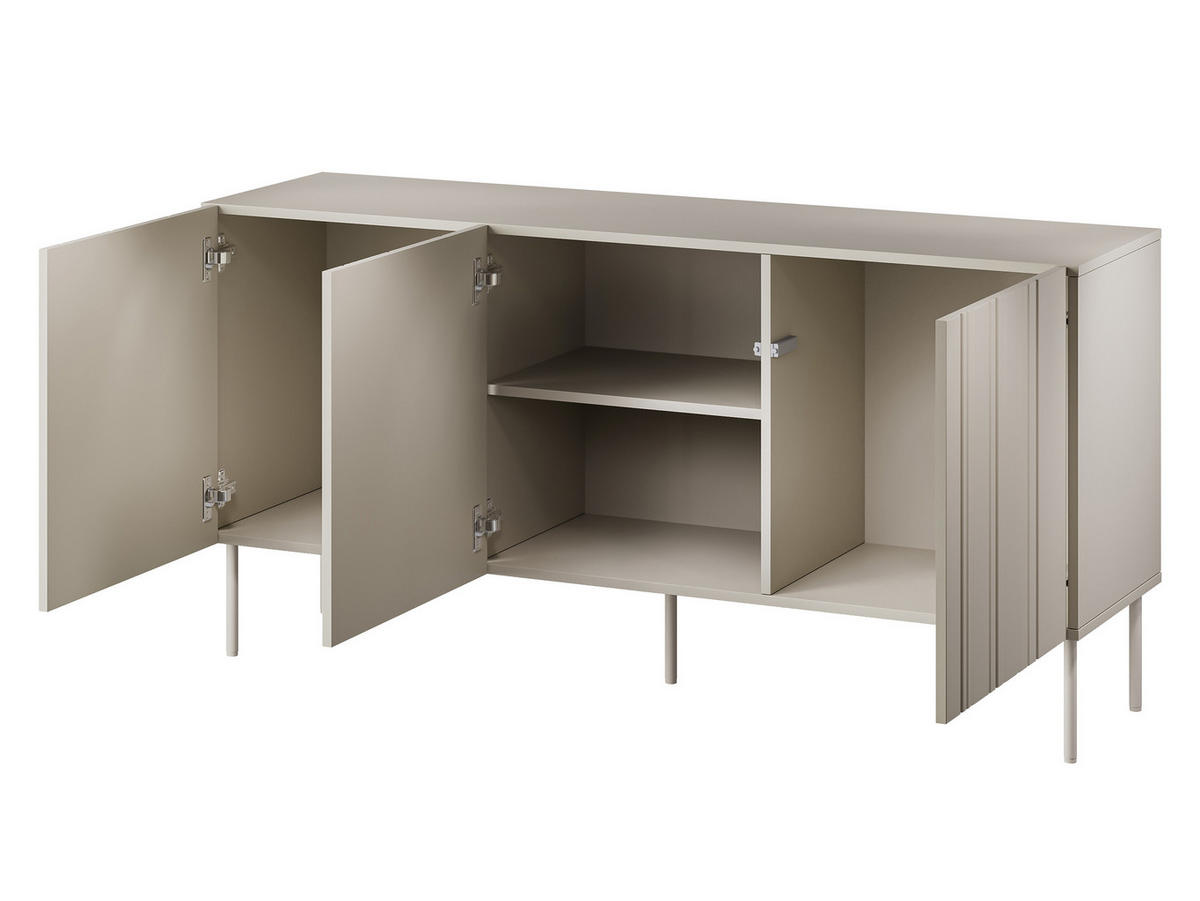 SIDEBOARD Isla 150 3D - Schwarz, Holzwerkstoff/Metall (151/75/40cm) - MIRJAN24