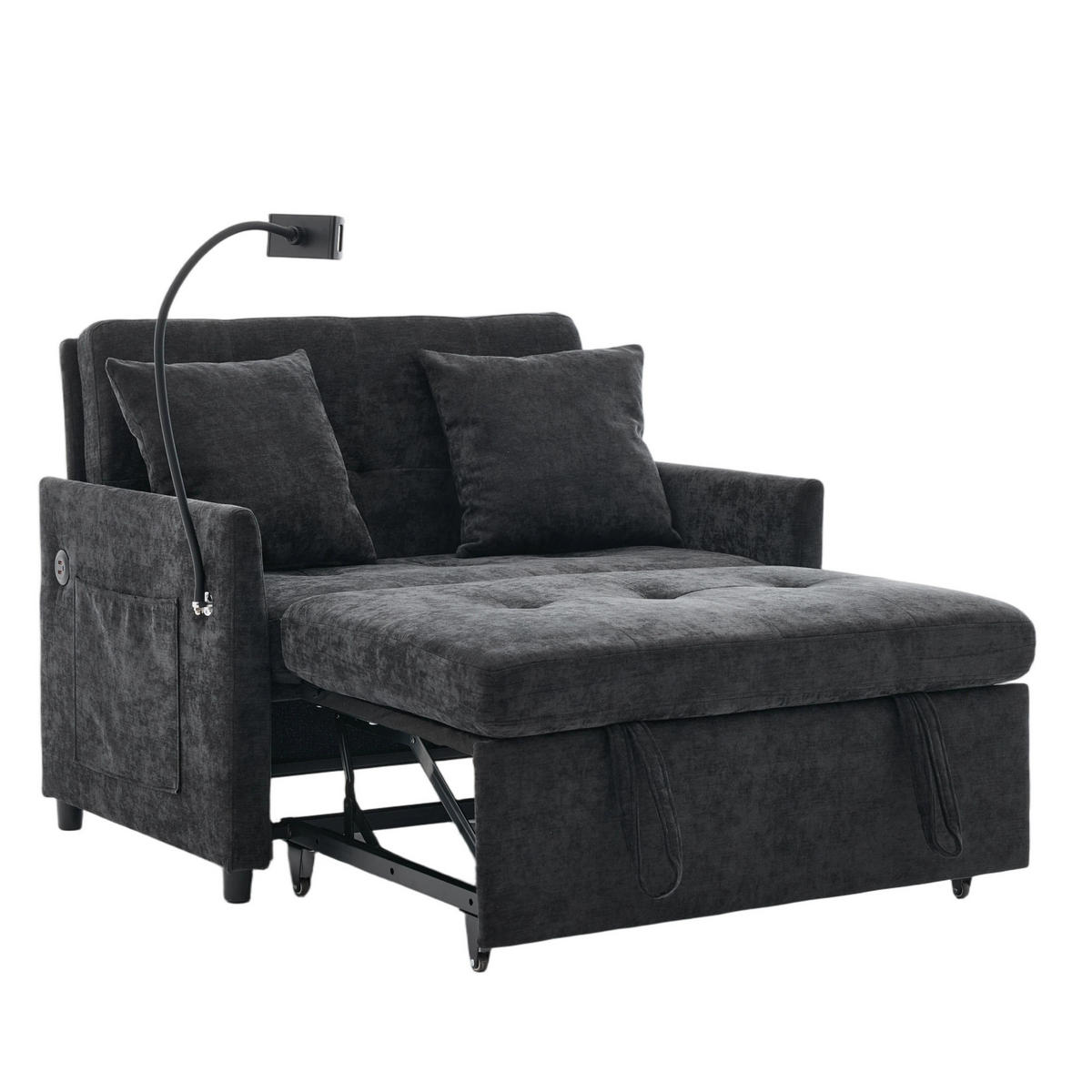 SCHLAFSESSEL DE-35222 mit USB und Tablethalter Schwarz - Schwarz, Metall (72/83.5/109cm) - ComfortXL