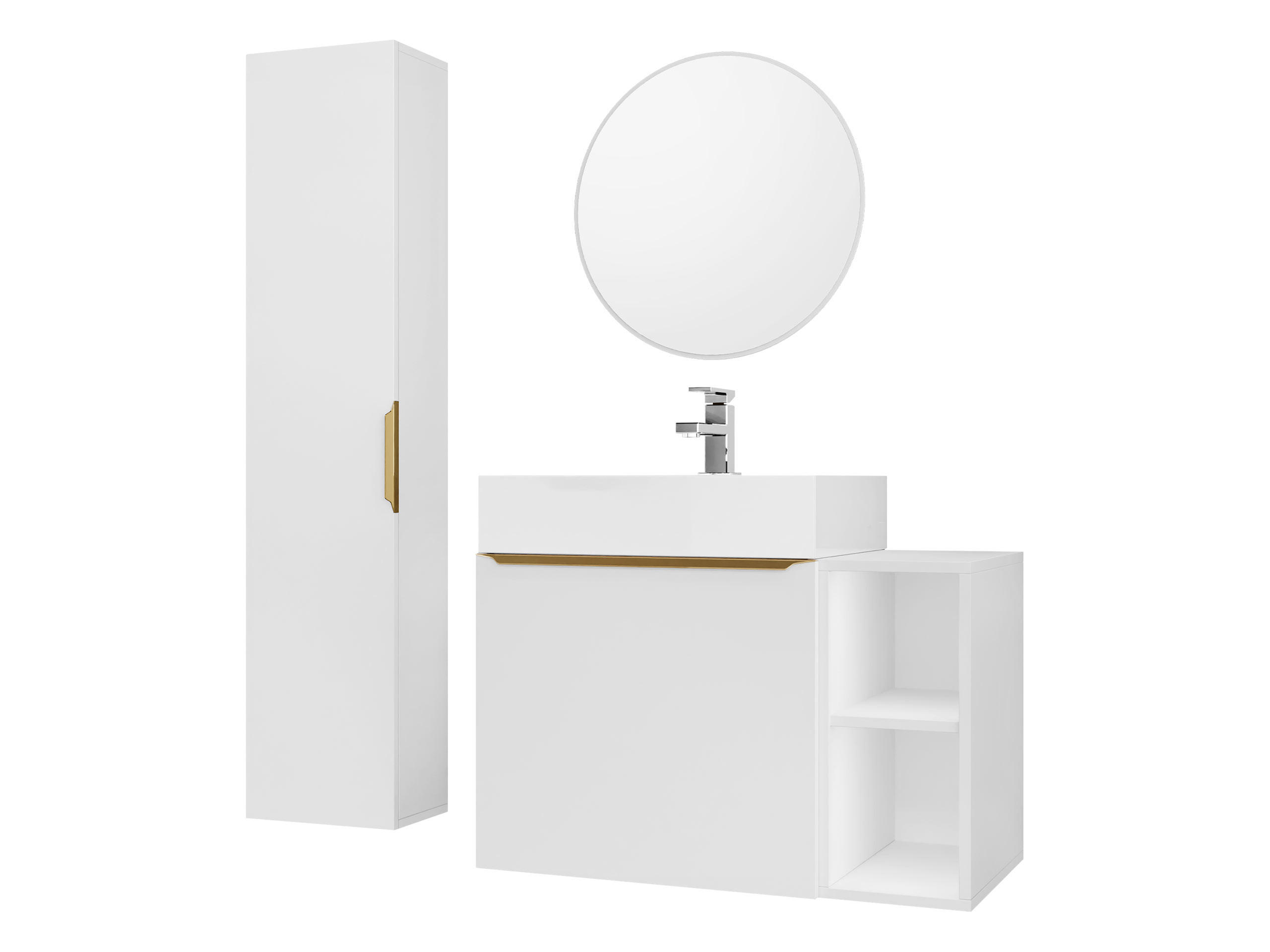 BADMÖBEL-SET Mogares I - Goldfarben/Weiß, Holzwerkstoff/Metall (79/79/43cm) - MIRJAN24