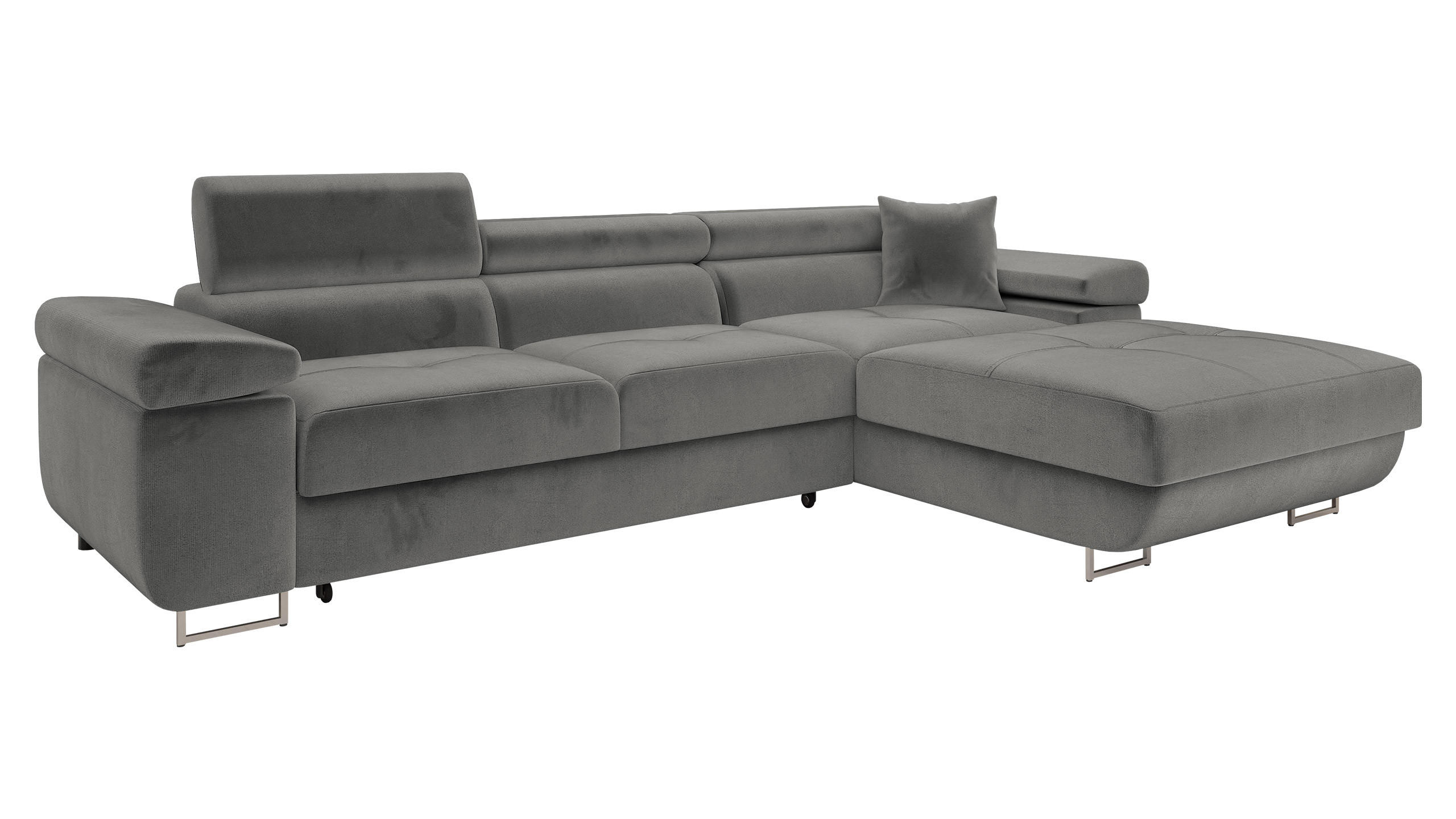 ECKSOFA Torezio Mini, Seite: Rechts - Silberfarben, Holz/Textil (280/170cm) - MIRJAN24