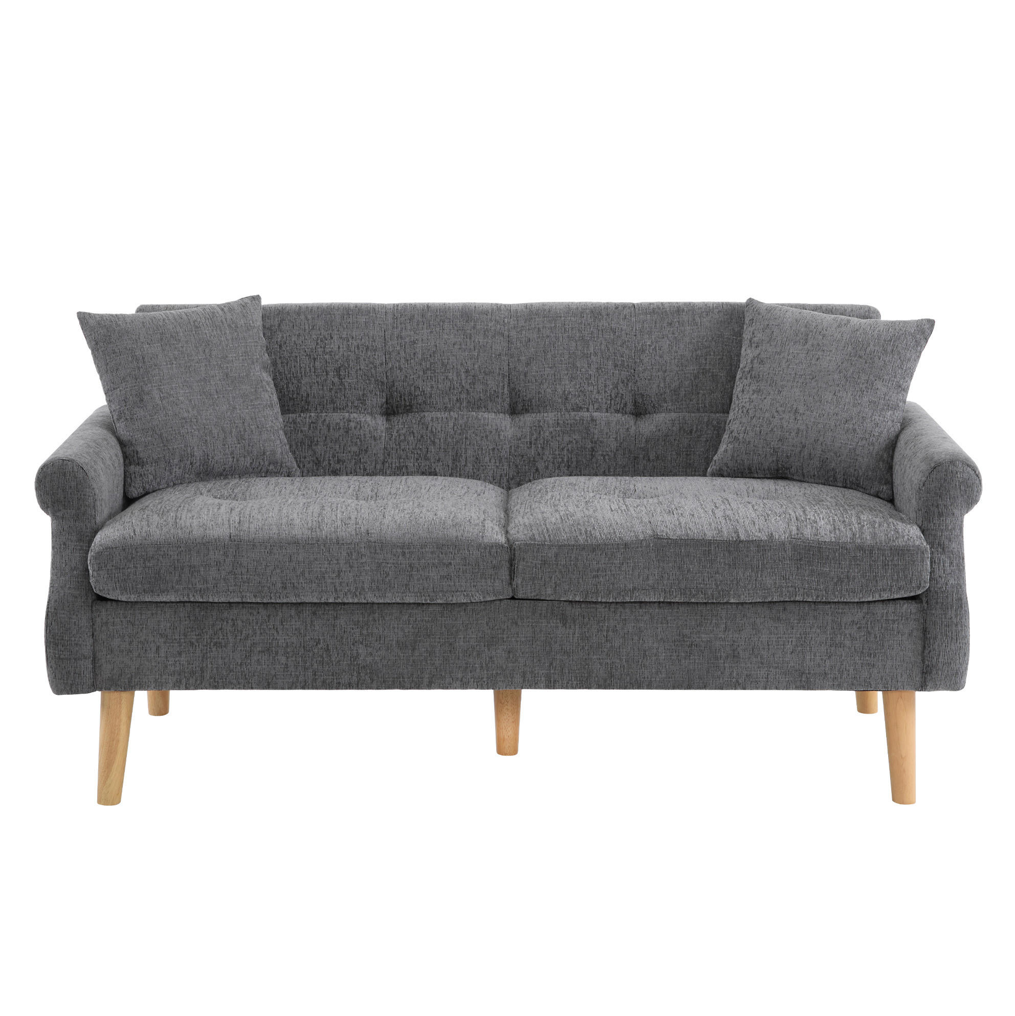 SOFA od ženilje, 162/74/77 cm siva, dvosjed s jastucima - siva, tekstil (77/162/74cm) - BEAOK