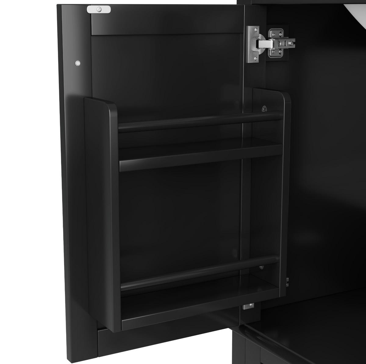 WASCHTISCHKOMBI 76/45,5/83,5 cm Schwarz aus Keramik/MDF/Kiefernholz mit integriertem Waschbecken - Schwarz, Holzwerkstoff (73/83.5/45.5cm) - OKMYHOME