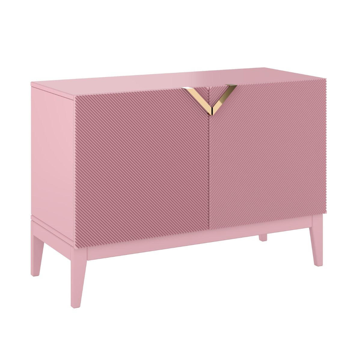 SIDEBOARD Demi 2D Long, Pink-Gold, Mit Gefrästen Fronten, Massive Buche - Rosa, Holz/Holzwerkstoff (100.5/70/42cm) - Visby