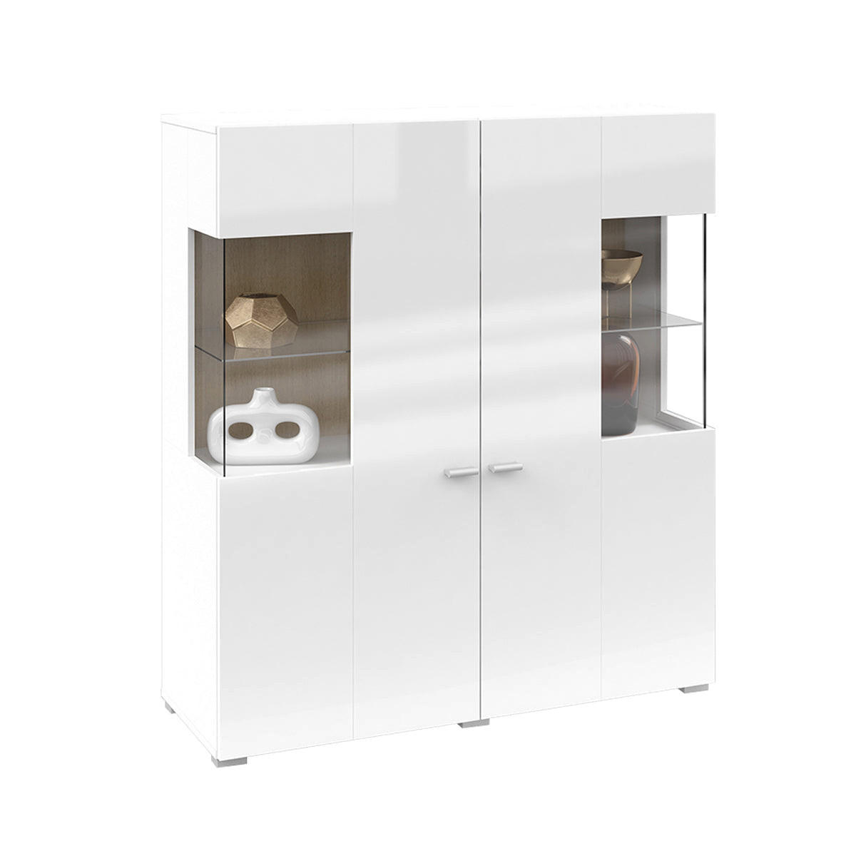 GESCHIRRSCHRANK Akram Weiß und Holz - Weiß, Holzwerkstoff (110/123/39cm) - Petits-meubles