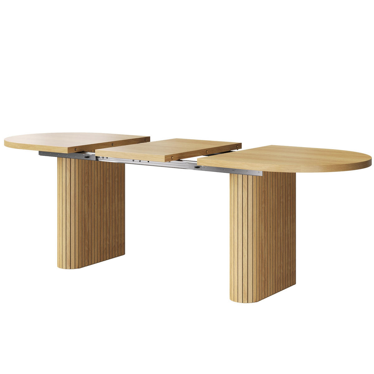ESSTISCH Ausziehbar 120-160Cm Oval Holzstruktur Natur - Naturfarben, Metall (80/120/75.5cm) - FLIEKS