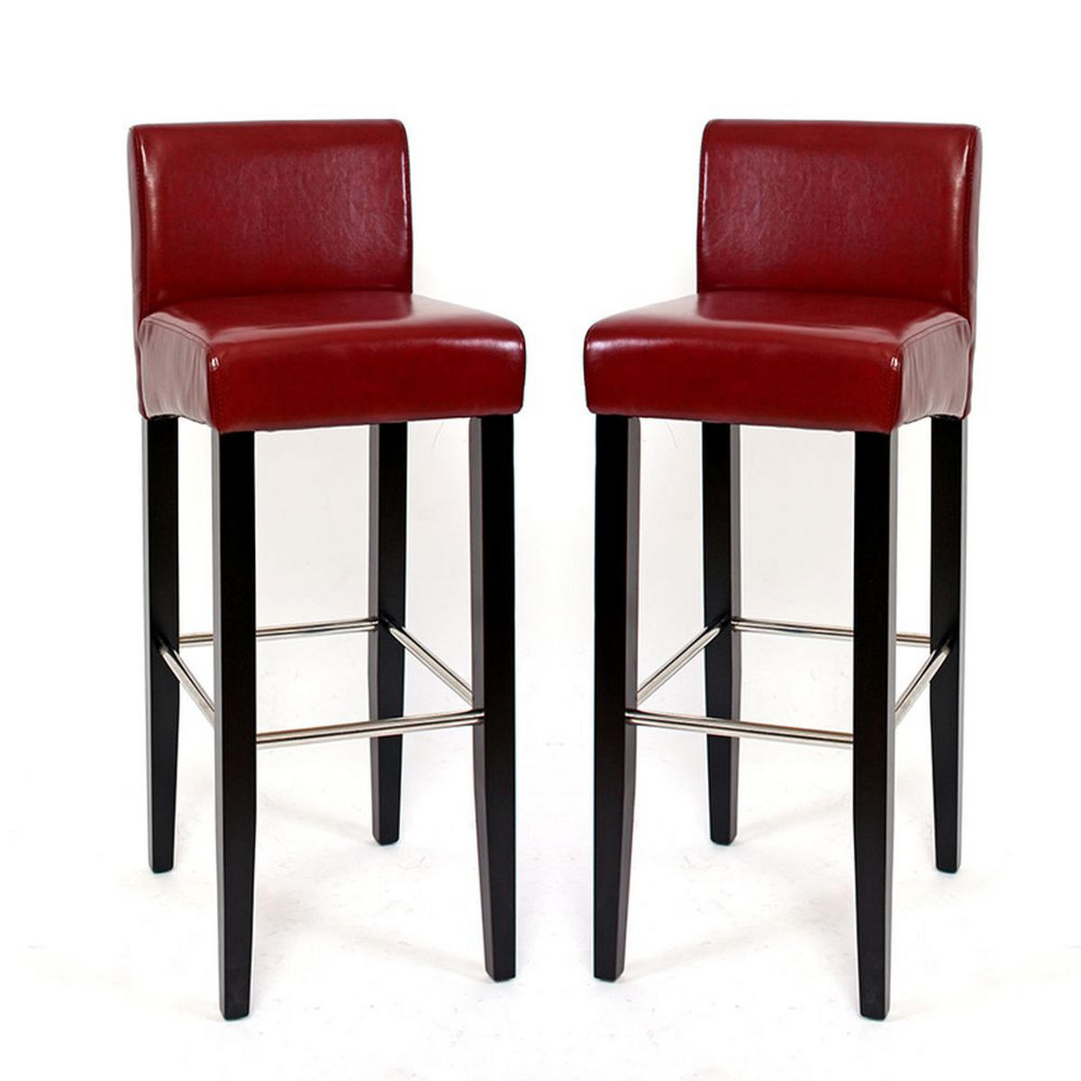 BARHOCKER Rot 2er-Set - Rot, Leder (44/102/37cm) - MCW