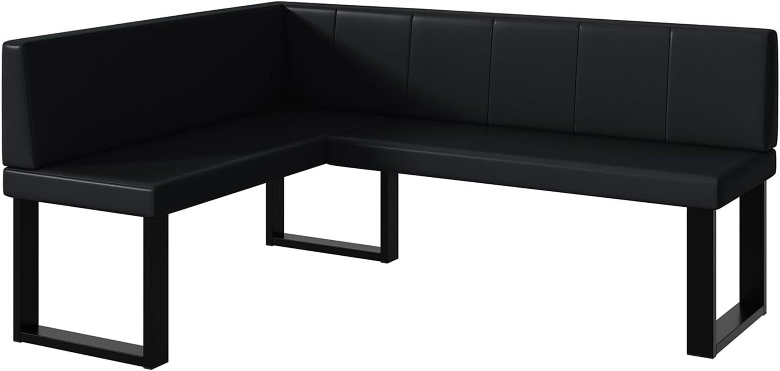 ECKBANK PETER_U - Schwarz, Leder (128/168cm) - Meblini