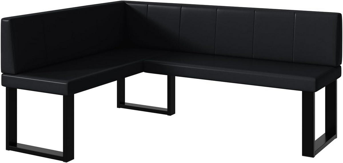 ECKBANK PETER_U - Schwarz, Leder (128/168cm) - Meblini