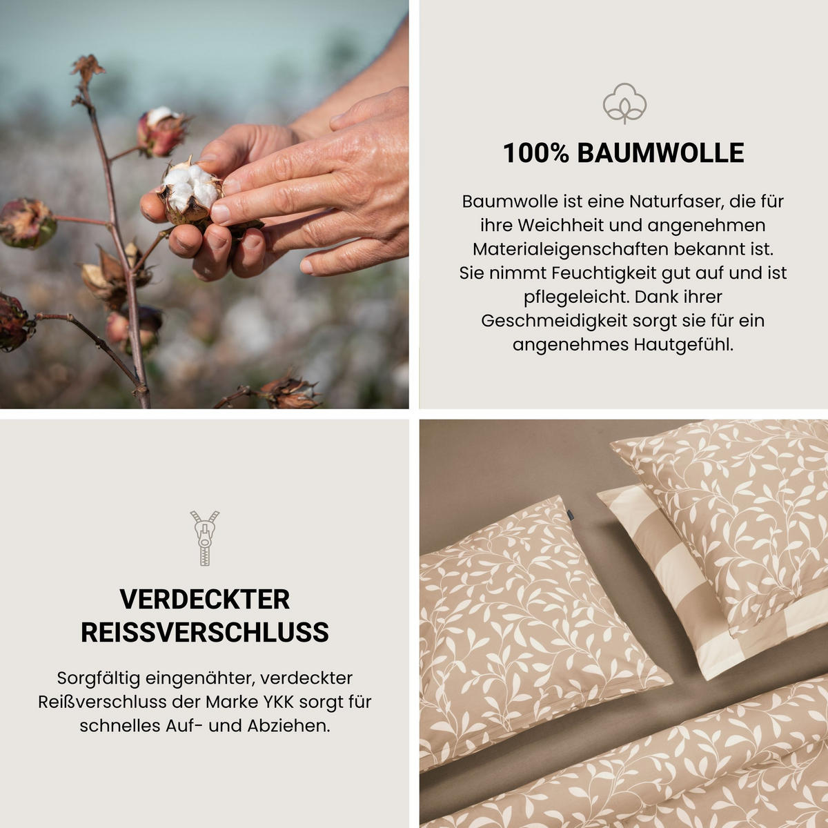 BETTWÄSCHESET Melvin - Renforcé - 2-teilig - 135 x 200 cm - Sand - Sandfarben, Textil (135/200cm) - SCHIESSER