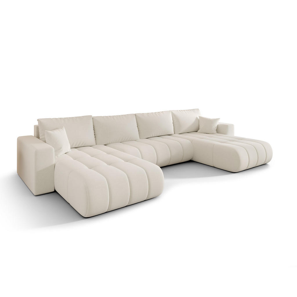 Thumbnail - Luxkor24 Wohnlandschaft, Ecru, Textil, Echtholz,Kiefer, 384x85x175 cm, Wohnzimmer, Sofas & Couches, Wohnlandschaften, Wo...