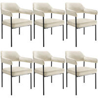 ARMLEHNSTUHL 6er Set Doé 58 x 62 x 85 cm Samtoptik off-white - Weiß/Samtahornfarben, Textil (58/85/62cm) - tectake