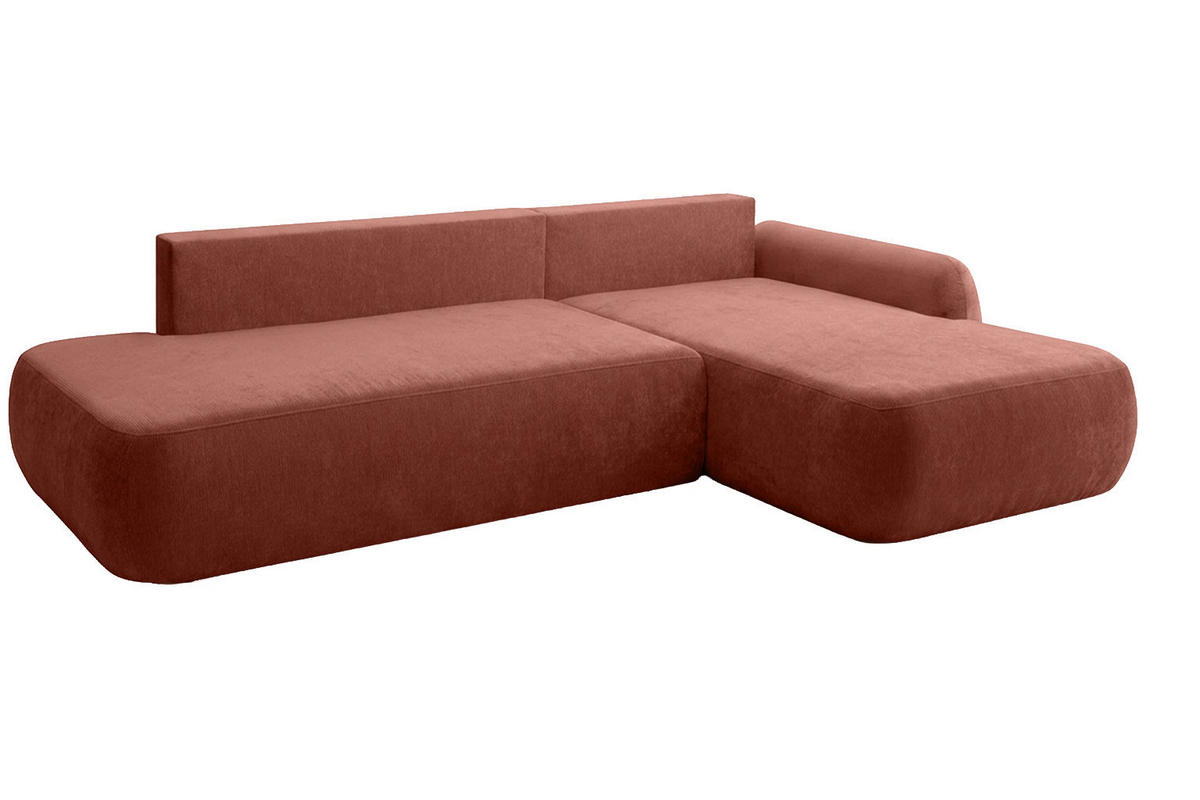 ECKSOFA Mit Schlaffunktion Und Bettkasten, Velvet-Stoff Vena, Kupfer, Rechts, HELA I - Kupferfarben, Holz (302/184cm) - Kaiser Möbel