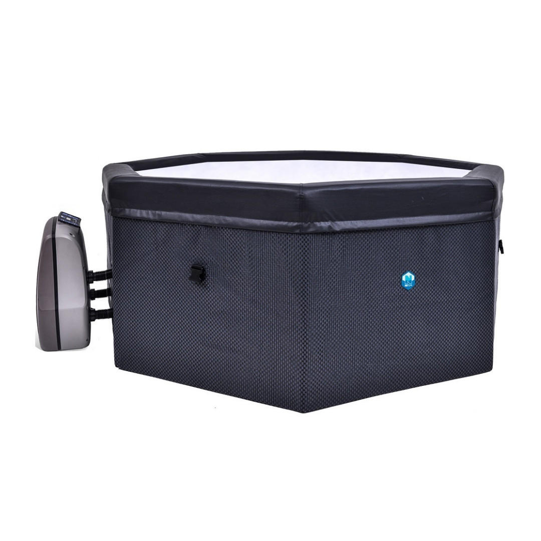 WHIRPOOL Spa Ø193 cm 5 Personen Beheizbar Schwarz Indoor Outdoor Halbstarr - Schwarz, Leder/Kunststoff (193/7/193cm) - Netspa