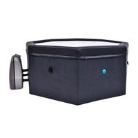 WHIRPOOL Spa Ø193 cm 5 Personen Beheizbar Schwarz Indoor Outdoor Halbstarr - Schwarz, Leder/Kunststoff (193/7/193cm) - Netspa