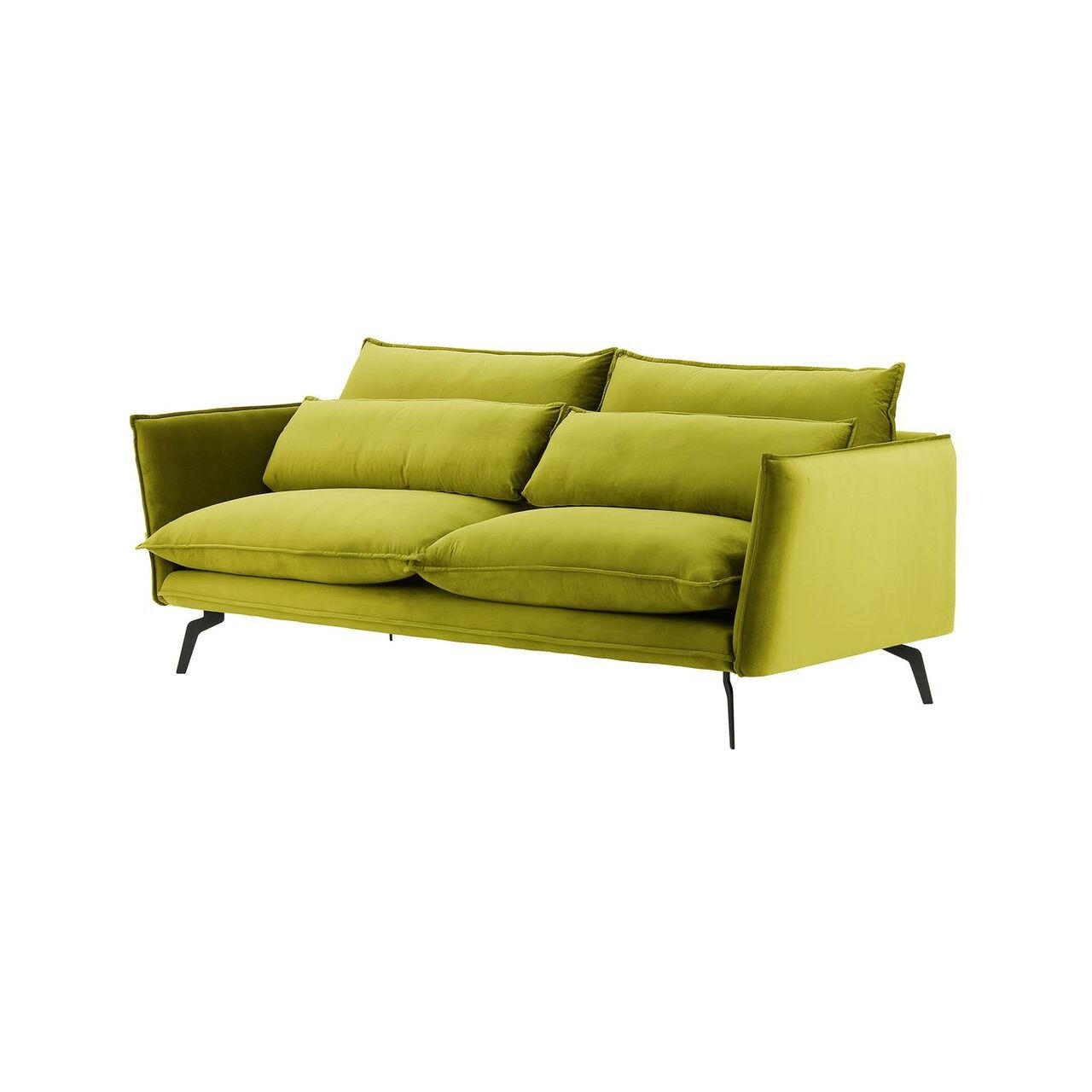DREISITZER-SOFA Layla-Velluto 9 - Olivgrün, Holz/Textil (237/95/98cm)
