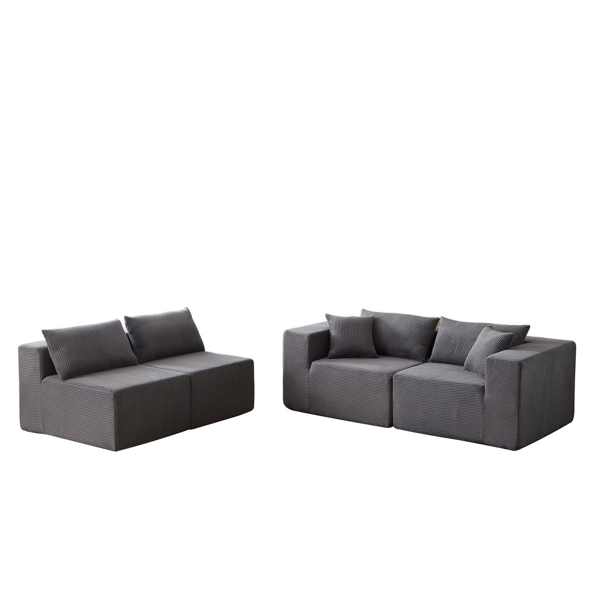 ECKSOFA 264/167/71 cm Grau Cord - Grau, Textil (264/167cm) - Oxeza
