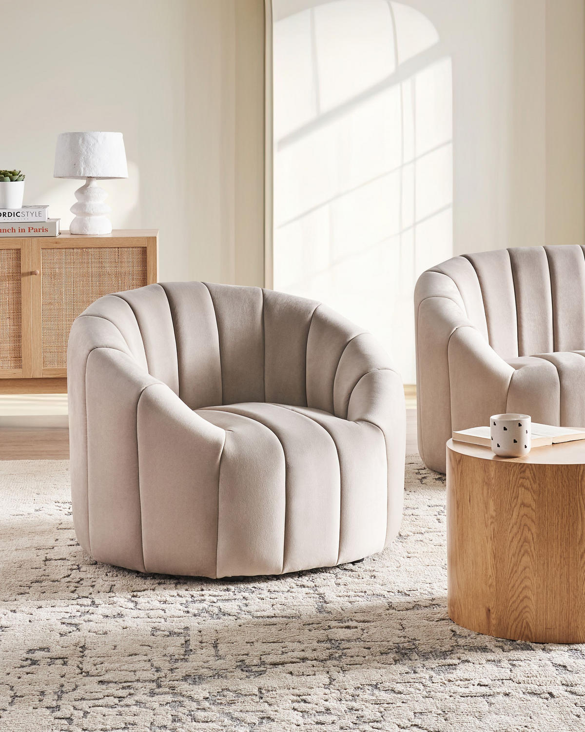 SESSEL Beige Malung - Beige, Textil (84/68/77cm) - Beliani