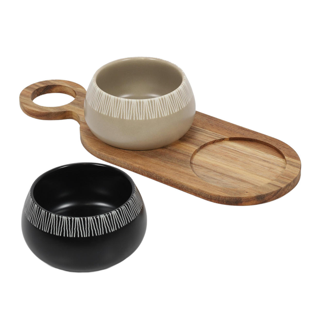 SNACKSCHALEN 2 Stück + Tablett Rori Mehrfarben 7,5/7,5/5,5 cm - Multicolor, Keramik (7.5/5.5/7.5cm) - Excellent Houseware