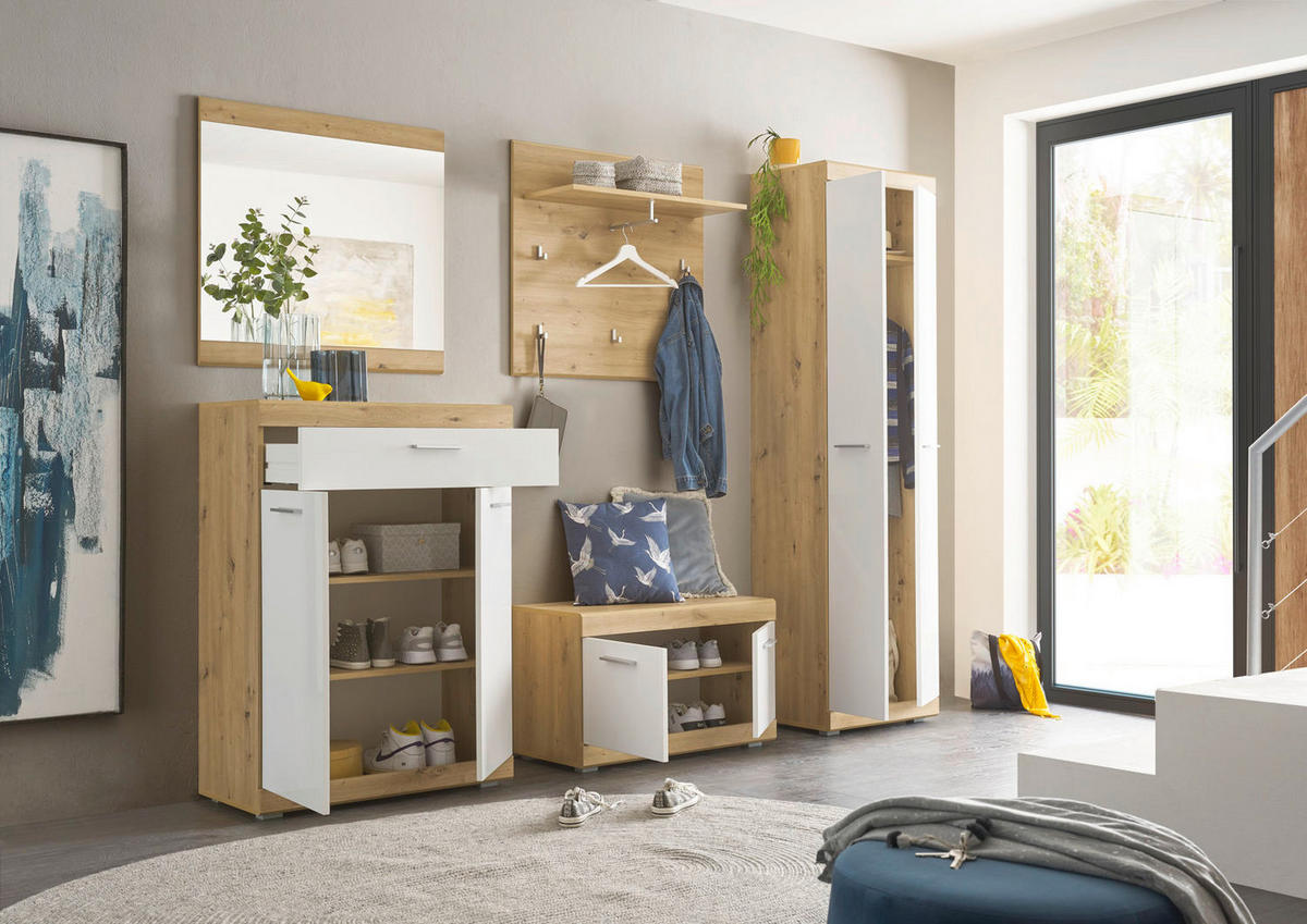 GARDEROBE 5-teilig in 255/195/38 cm - Weiß, Holz (255/195/38cm) - moebel dich auf