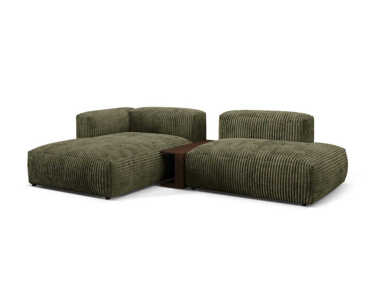 ECKSOFA modular links Martina aus Cord moosgrün 2 Sitzplätze - Salbeigrün, Textil (176/285cm) - Micadoni