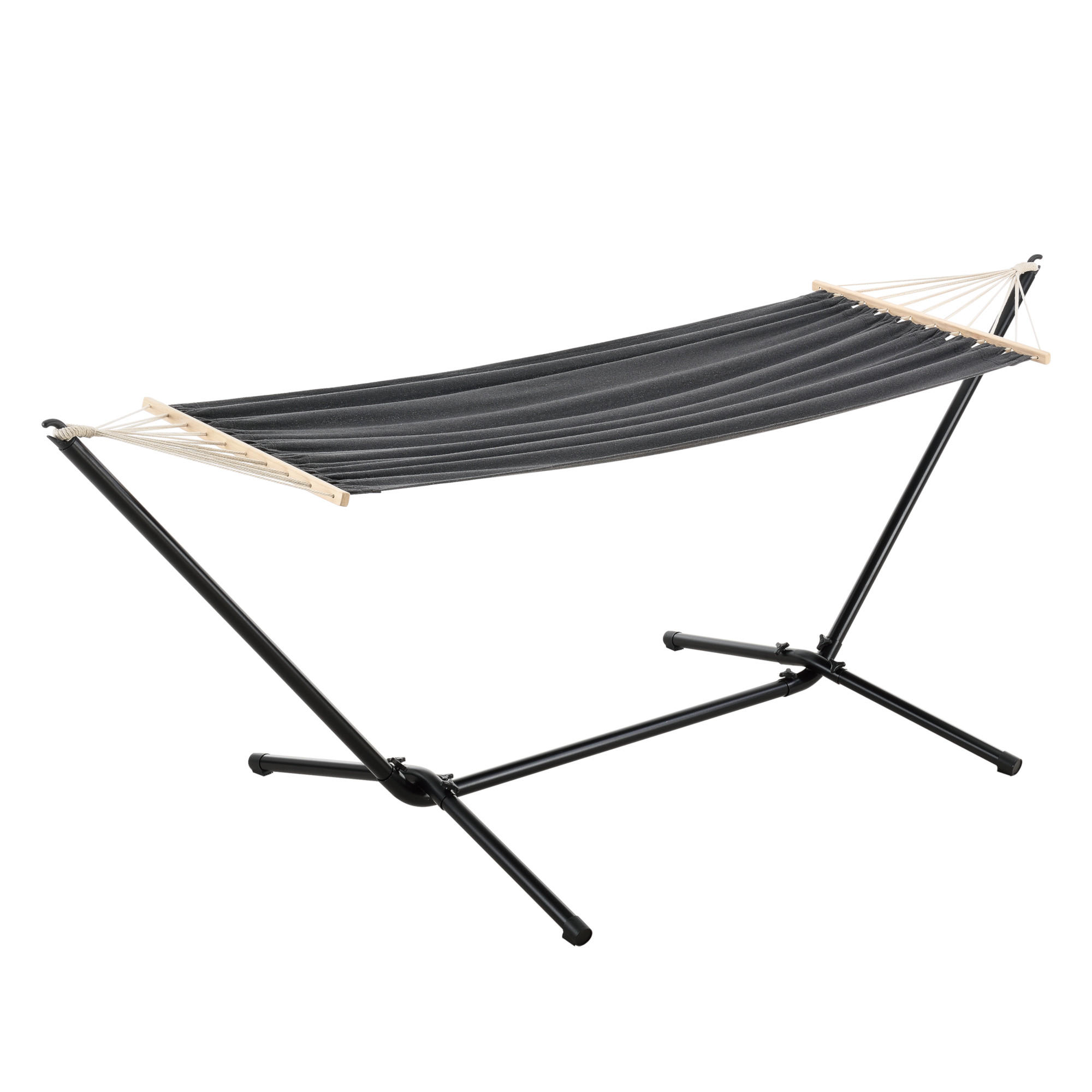 HÄNGEMATTE Surte - Dunkelgrau/Schwarz, Textil/Metall (300/105/100cm) - [en.casa]