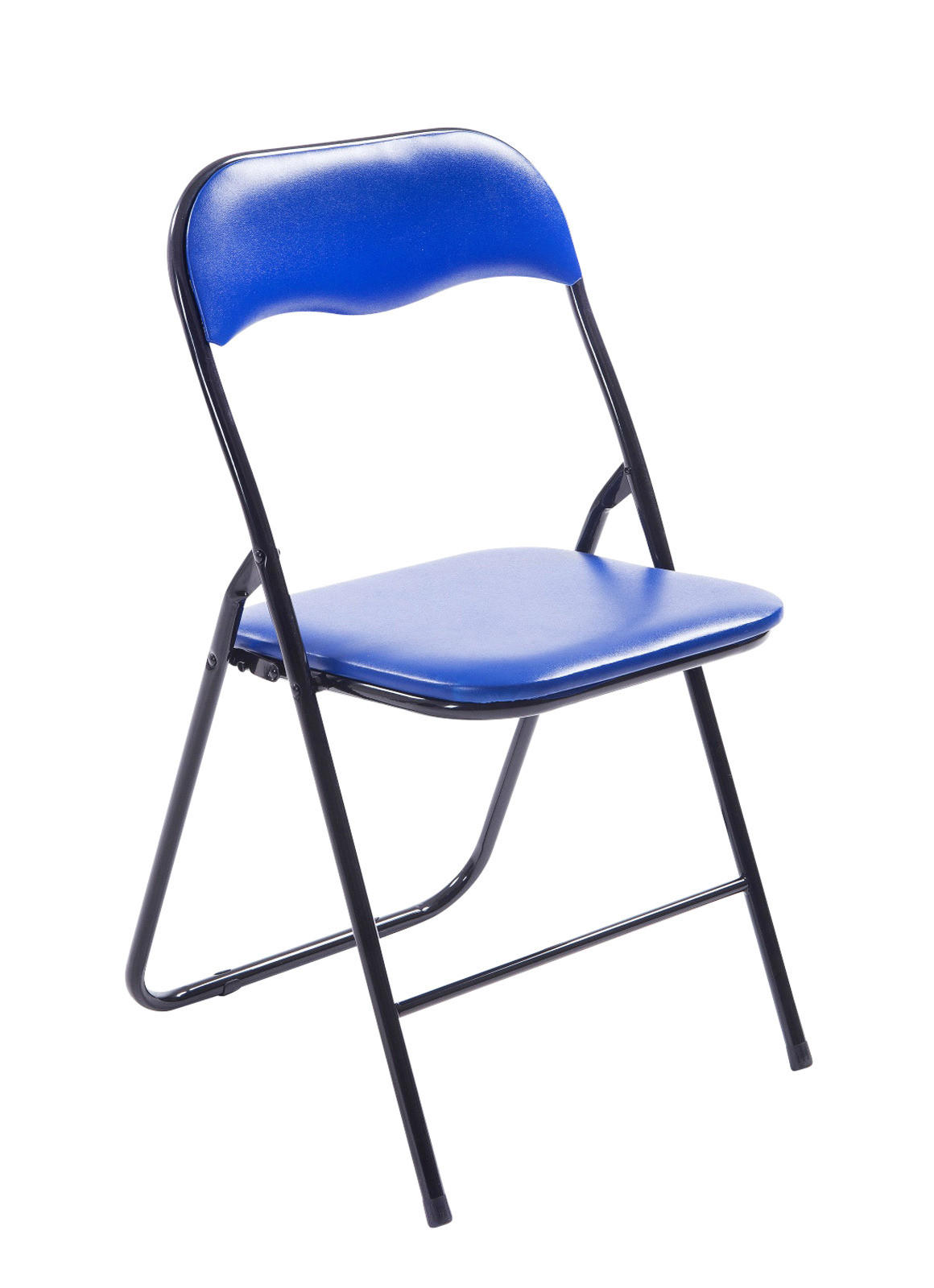 BESUCHERSTUHL Lederlook blau/schwarz - Blau/Schwarz, Textil/Metall (45/78/45cm) - CLP