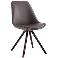 STUHL Lederlook braun - Braun/Cappuccino, Holz/Textil (48/84/56cm) - CLP