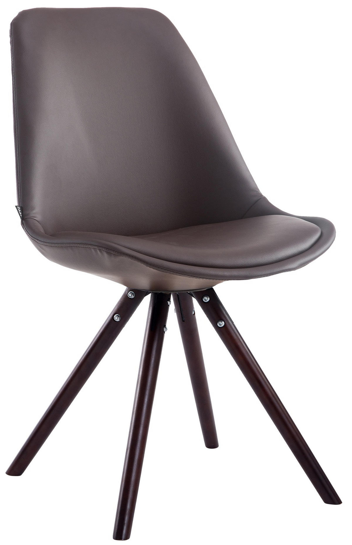 STUHL Lederlook braun - Braun/Cappuccino, Holz/Textil (48/84/56cm) - CLP