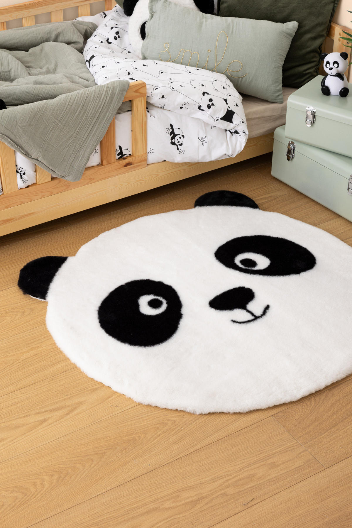 TEPPICH mit Ohren Smile 100/100/1,5 cm - Weiß, Textil (100/100cm) - Atmosphera for kids
