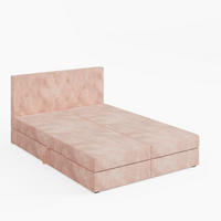 BOXBETT CRYSTAL 200/200 cm, in Hellrosa, Premium Velours-Stoff, Bettkasten, Matratze, Topper - Hellrosa, Textil (200/20cm) - Barchello