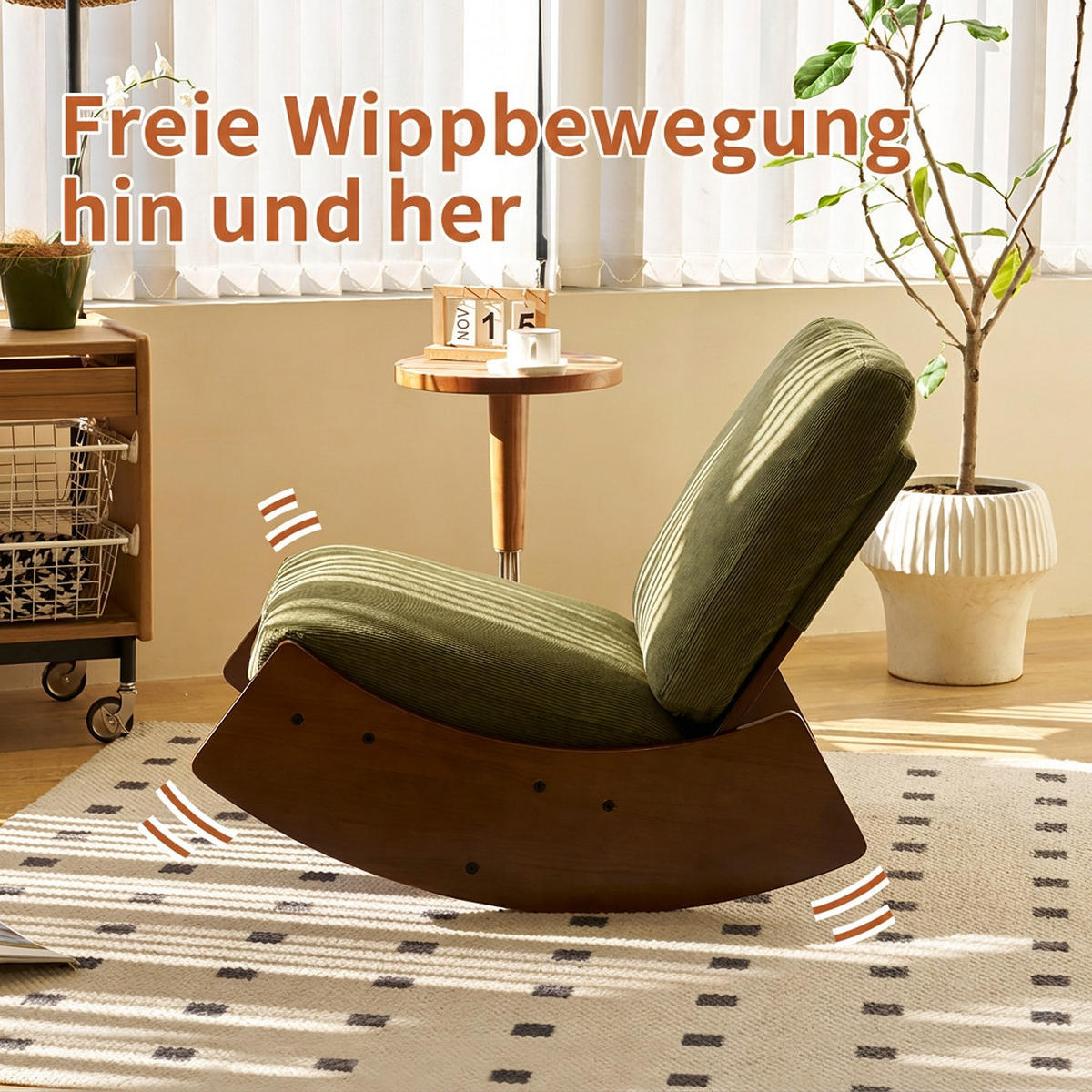 SCHAUKELSTUHL 2-teiliges Set Grün Cord - Grün, Textil (61.5/71.9/90cm) - Oxeza