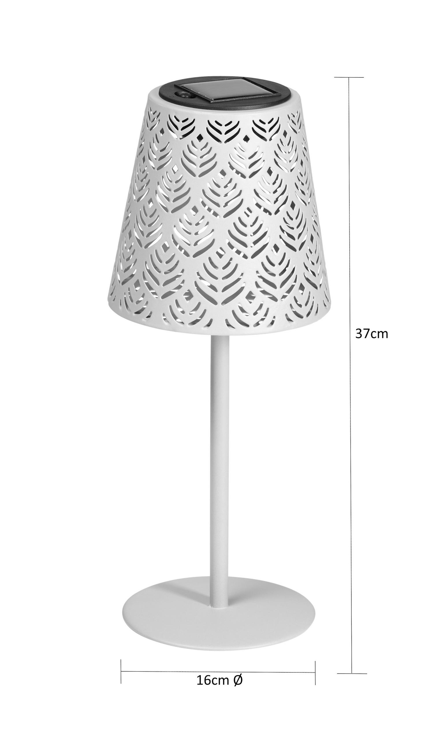 LED-SOLAR-TISCHLEUCHTE - wetterfest mit Dämmerungssensor und Schattenspiel für Garten und Terrasse, 2er-Set - Weiß, Metall (12/12/30cm) - Northpoint