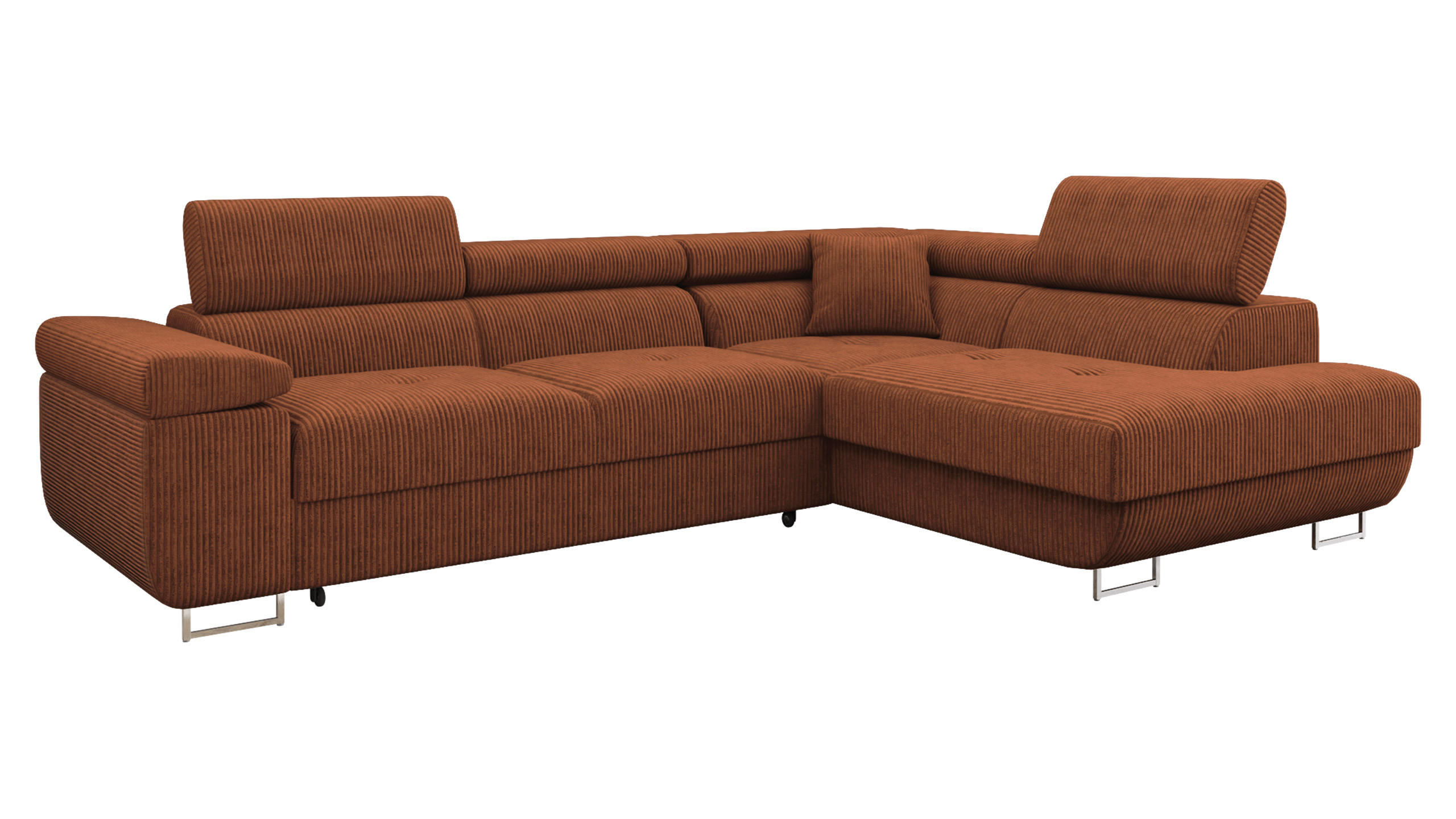 ECKSOFA Torezio Cord, Seite: Rechts - Braun, Holz/Textil (274/203cm) - MIRJAN24