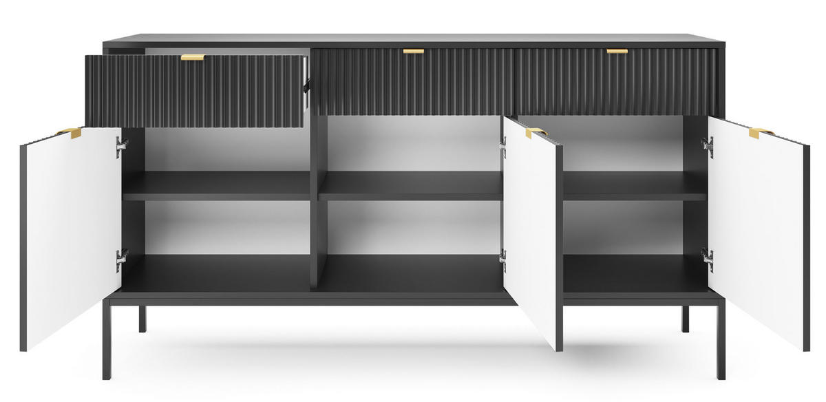 SIDEBOARD Nova Schwarz / Schwarz 154 / 39 / 83cm - Schwarz, Holz/Holzwerkstoff (154/83/39cm) - Feldmann-Wohnen