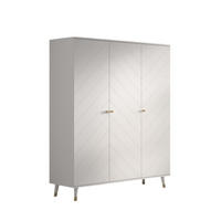 KLEIDERSCHRANK Kamillah 150x59x200 mit 3 Türen aus MDF in Satin Weiß - Weiß, Holzwerkstoff (150/200/59cm) - 58aufmkessel