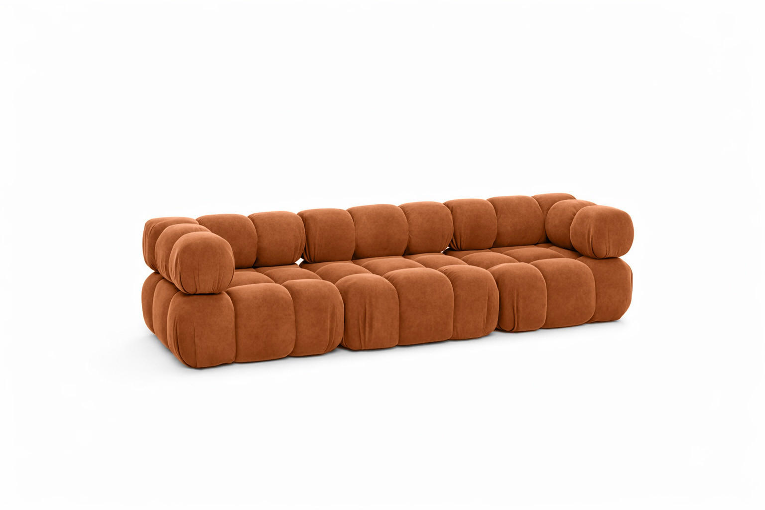 COUCH, 3-Sitzer Modular, Veloursstoff Salvador, Braun, Selia - Braun, Holz (285/70/95cm) - Kaiser Möbel