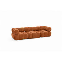 COUCH, 3-Sitzer Modular, Veloursstoff Salvador, Braun, Selia - Braun, Holz (285/70/95cm) - Kaiser Möbel