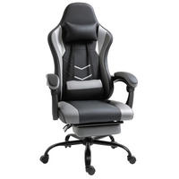 GAMINGSTUHL DE-05068 160° neigbar mit Fußstütze & höhenverstellbar Schwarz - Schwarz, Metall (52/128/62cm) - ComfortXL
