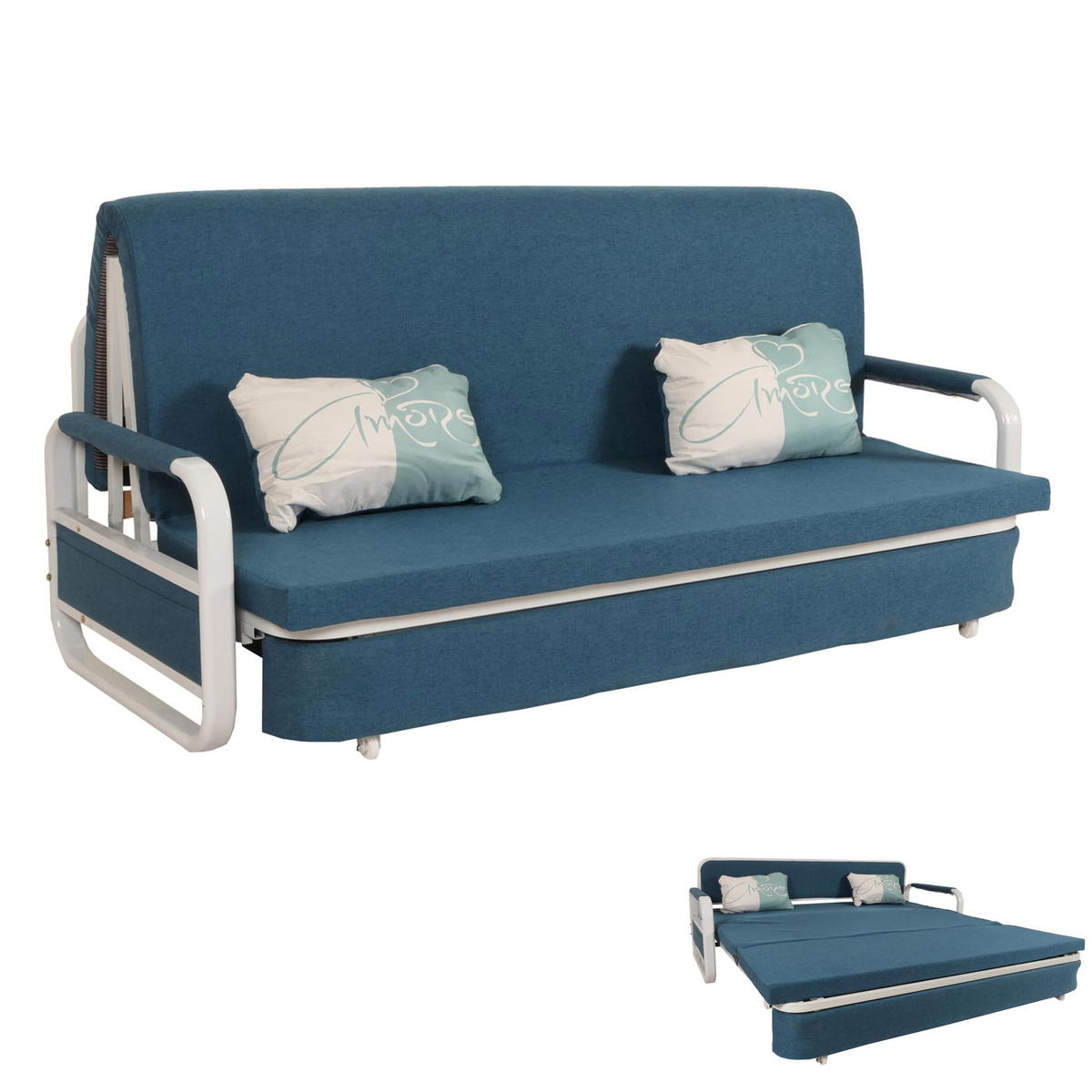 SCHLAFSOFA Blau - Blau, Textil (190/71/185cm) - MCW