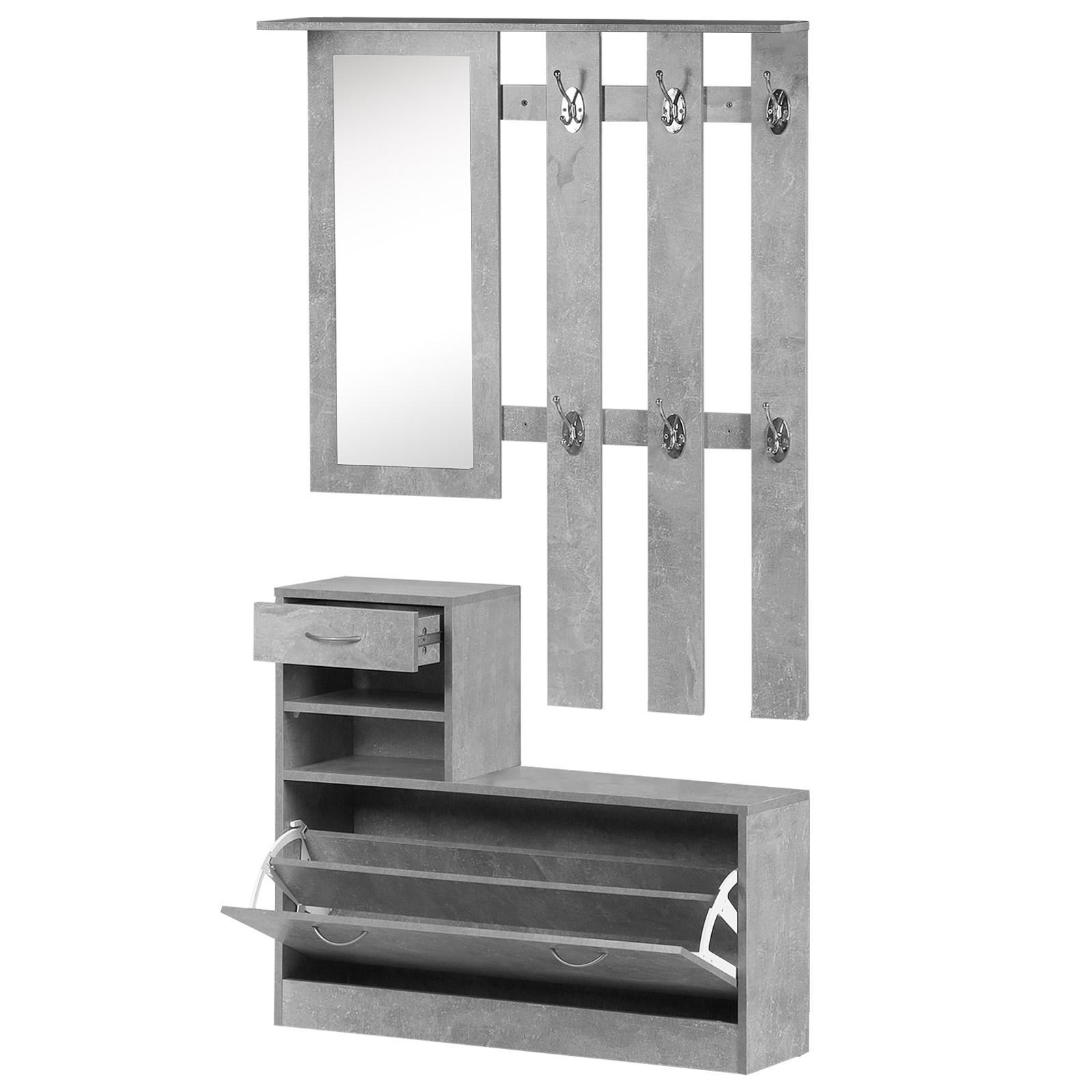 GARDEROBE DE-16751 Beton-Effekt Grau - Grau, Holzwerkstoff (24/191/90cm) - ComfortXL