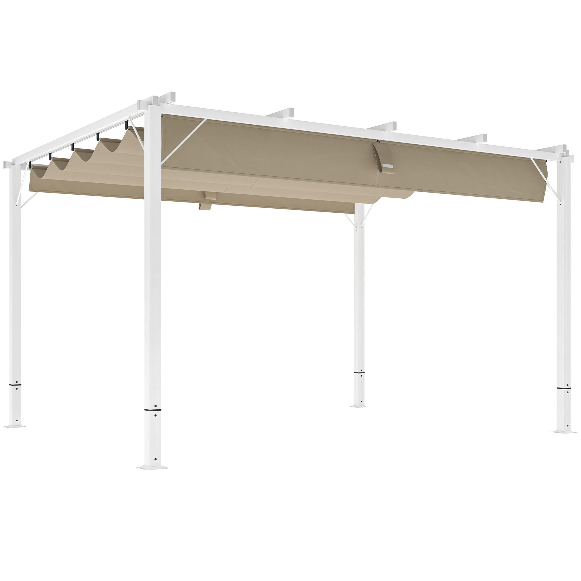 PERGOLA DE-12643 382/300/232 cm ausziehbar UPF30+ mit Magnet Weiß - Weiß, Metall (300/232/382cm) - ComfortXL