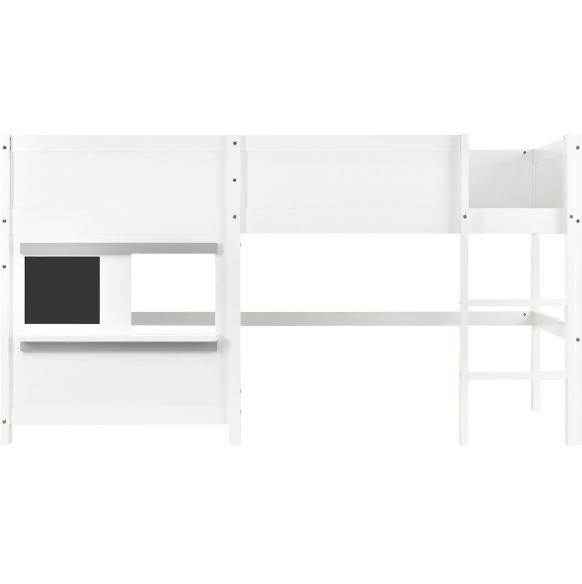 ETAGENBETT 90/200 cm aus Kiefernholz mit Tafel und Ablage in Weiß - Weiß, Holz (90/200cm) - BEAOK