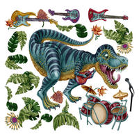 AUFKLEBER 130x193 cm Dinozaur Instrumente - Grün, Kunststoff (130/193/0.1cm) - TULUP